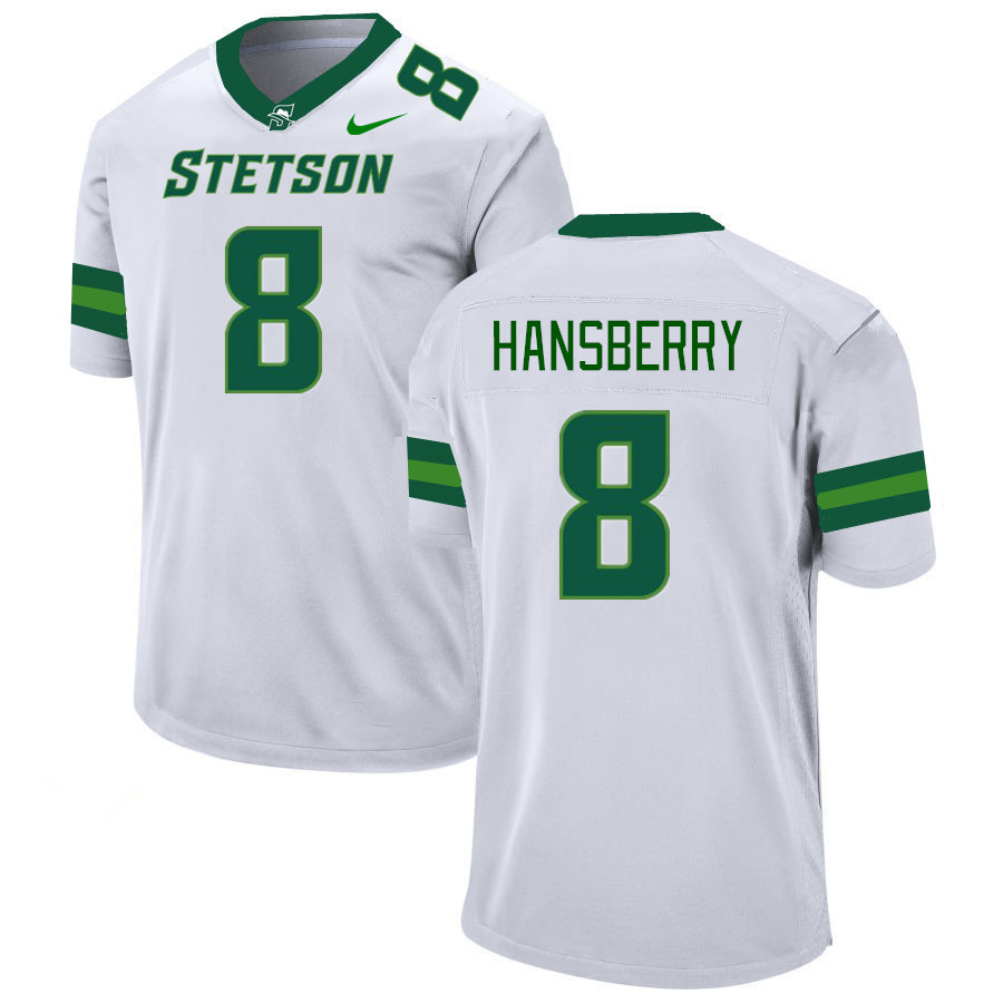 Men-Youth #8 Majeste Hansberry Stetson Hatters 2023 College Football Jerseys Stitched-White